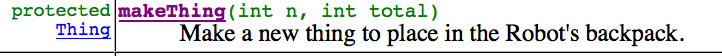 Summary of the makeThing() method